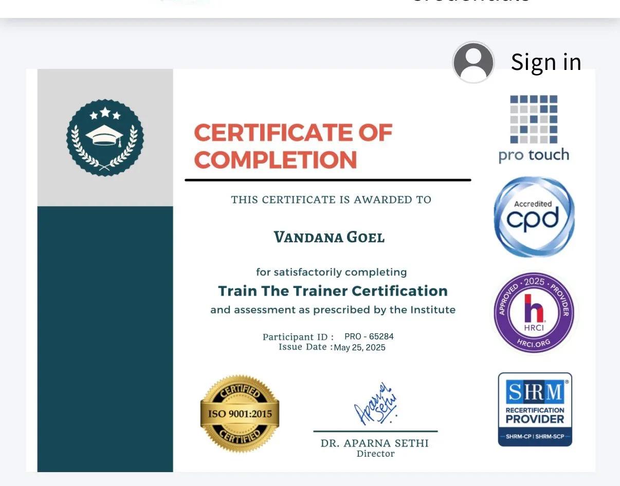 Train The Trainer Certificate